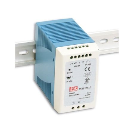 ANTAIRA 100 Watt Series / 12 VDC / 7.5 Amps Industrial Slim Single Output DIN Rail Power Supply MDR-100-12